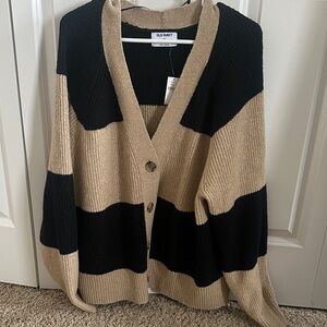 Old Navy Women's Black and Tan Striped Cardigan